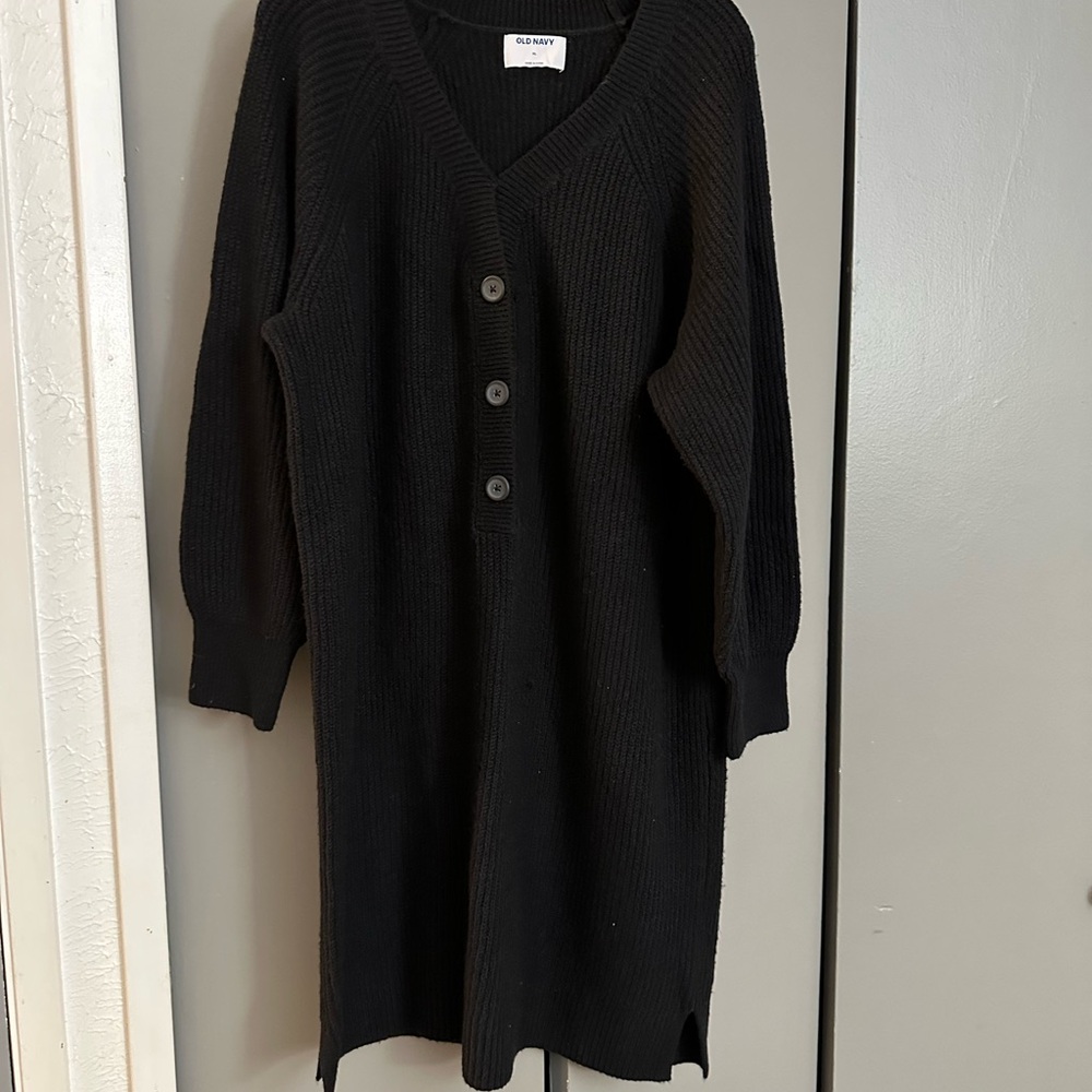 Black Knit Cardigan Dress